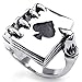 KONOV Mens Stainless Steel Ring, Gothic Skull Hand Claw Poker Playing Card, Black Silver