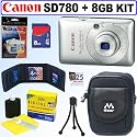 Canon PowerShot SD780IS 12.1 MP Digital Camera (Silver) + 8GB Accessory Kit