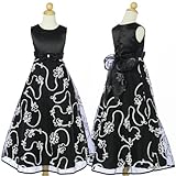 KAJIN 子供ドレス★【訳あり】リボン刺繍のモノトーンエレガントロングドレス「ブラック」セール30%OFF