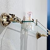 Tophome 化粧棚　ガラス棚　 化粧品収納ラック バスルーム棚 真鍮製　 ホテル バス用 浴室棚 シェルフ 浴室収納　バスアクセサリー Ti-PVD