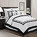 Chezmoi Collection 7-Piece Hotel Bedding White Black Square Block Pattern Comforter Set, Queen