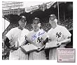 Yogi Berra New York Yankees MLB Hand Signed 8x10 Photograph with Joe DiMaggio and Mickey Mantle