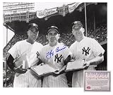 Yogi Berra New York Yankees MLB Hand Signed 8x10 Photograph with Joe DiMaggio and Mickey Mantle