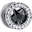 00 Gauge Stainless Steel Black Star CZ Screw Fit Tunnel