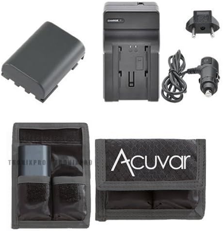 NB-2LH Battery + Charger for Canon EOS-350D, EOS-400D, 50, 400, 500, 60, ZR-100, ZR-200, Zr-300, ZR-400, ZR-500, ZR-600, ZR-700 and more + Acuvar Battery Pouch