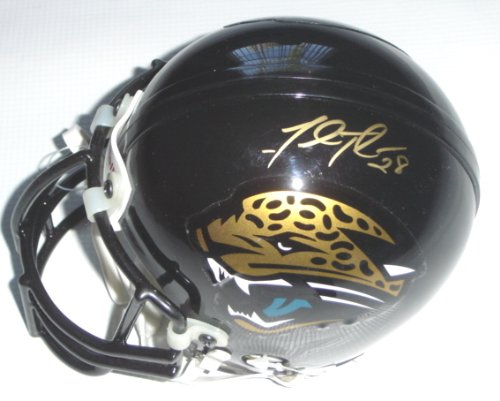 Fred Taylor Autographed/Hand Signed Jacksonville Jaguars Authentic Mini Helmet (Gold Autograph)