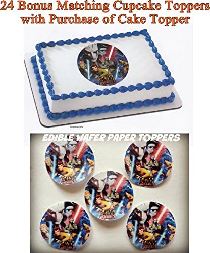 STAR WARS REBELS 24 BONUS CUPCAKE TOPPERS with purchase of 1/4 Sheet Cake Topper Edible Image Picture Frosting Sheet Cake Topper