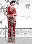 Red Net Lehenga Saree