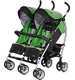 Pram - Stroller for Twins - Pushchair in 5 colours available - Top Quality, Farbe:1097 - grün