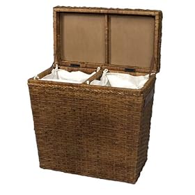 Double Hamper with Liner - Wicker by Neatnix
