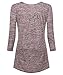 DEARCASE Women's 3/4 Sleeve V-Neck Pleated Fit High Low Hem Long Tunic Top