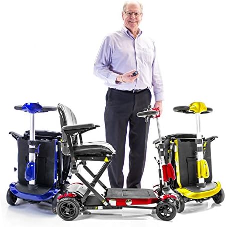 GENIE Plus Automatic Folding Travel Mobility Scooter with REMOTE control Lithium Lightweight with Accessories (Yellow)