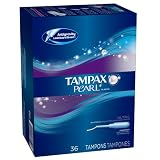 Tampax Pearl Plastic, Ultra Absorbency, Unscented Tampons, 36 Count (Pack of 2)