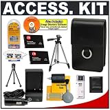 Casio Exilim EX-CASE-30 Leather Case (Black) + (2) Spare NP-20 Battery Packs + Mini Battery Charger + Accessory Kit for Casio Exilim EX-S880, EX-S770, EX-Z75 & EX-Z77 Digital Cameras