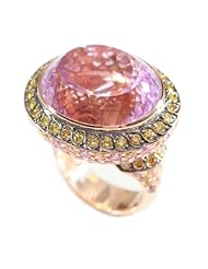Samuel B. SoHo Boutique 18K Yellow Gold Kunzite, Yellow Diamond & Pink & Yellow Sapphire Ring Size 7, 55.22 Tcw.