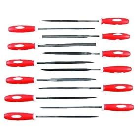 12-Piece Hardened Steel Mini File Set - HRC 60-65 - Soft-Grip Handles by Hawk