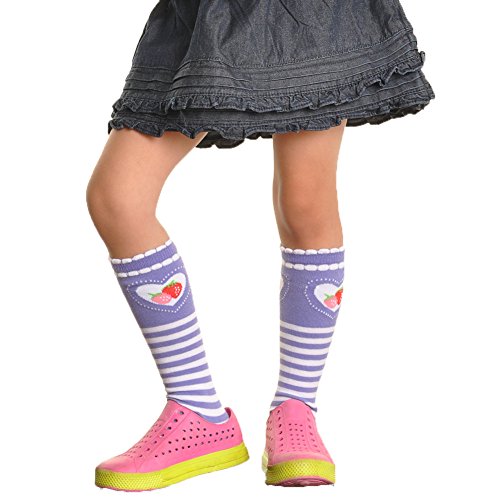 Angelina 6 Pairs Girls Knee High Socks with Non-Skid Bottom #3103