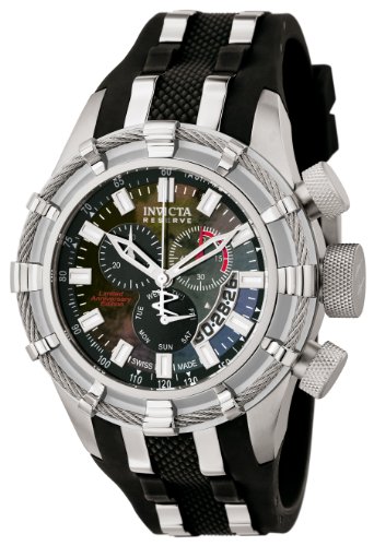 Invicta Men's Reserve Collection Chronograph Stainless Steel and Black Rubber Watch #6476