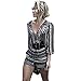 Jade Women Sexy Deep V Neck 3/4 Sleeve Romper Playsuit Jumpsuit Shorts(without Belt)
