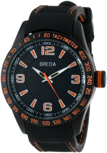 Breda Men's 9307-orange Justin Rubber Orange Accents Watch Breda Men's 9307-orange Justin Rubber Orange Accents Watch