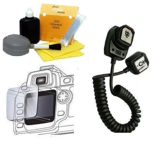 E-TTL / E-TTL II Off-Camera Flash Sync Cord for Canon EOS Cameras & Speedlite Flashes (Canon OC-E3 Equivalent) +DIGI TECH Professional Cleaning Kit + LCD Screen Protector