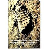 IMAGE OF Professionally Plaqued One Small Step (Neil Armstrong's Footprint on Moon) Art Poster- 24x36 with RichAndFramous Black WoodMounting
