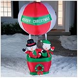 Over 6.5' Airblown Inflatable Snowman Couple Hot Air Balloon Lighted Christmas Yard Art Decoration