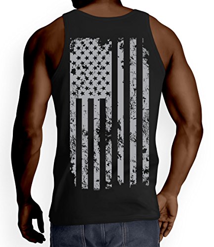 Mens Big Silver American Flag Tank Top T-shirt