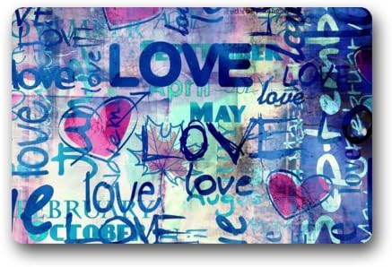 23.6"(L) x 15.7"(W) Door Mat Artistic Designer from Mr Kill Designs Stylish, Decorative, Unique, Cool, Fun, Funky Bathroom - Love Wall