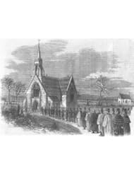 LONDON: Marylebone cemetary consecration, Finchley, antique print, 1855