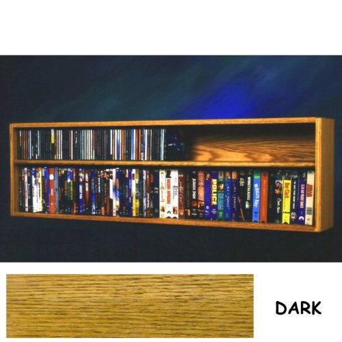 Solid Oak CD DVD VHS Mountable Cabinet - Holds 118 CDs AND 86 DVDs or 46 VHS (Dark Oak) (15