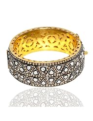 .925 Sterling Silver Bangle Bracelet Gold Plated Vermeil Gem Stone Cz Jewelry Free Size