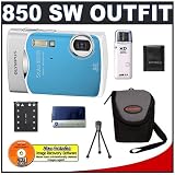 Olympus Stylus 850SW 8MP Waterproof Digital Camera with Image Stabilized 3x Optical Zoom (Blue) + USB Card Reader + Spare Li-42B Battery for Olympus + Compact Padded Camera Case