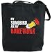 Canvas Tote Bag Black " My Songbird Ate My Homework " Animals