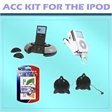 iPod Universal Accessory Kit for iPod Classic 1st - 6th Generation, iPod Mini 1st & 2nd Generations, iPod Nano 1st - 3rd Generations, iPod Shuffle 1st & 2nd Generations and iPod Touch. Universal iPod Docking Station in Black, iPod/MP3 Stereo Speakers in Black, Universal Flashing Ear Buds in Black, Package of Universal Screen Protectors