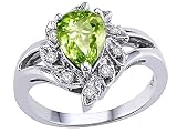 1.34 cttw Genuine Peridot and Diamond Ring - 14kt White or Yellow Gold