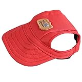 Kung Fu Dog Fashion Solid Red Canvas Pet Dog Cat Sports Baseball Hat Sun Cap with Ear Holes Only for Small Dogs