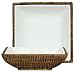 Woven Rattan Square Basket with Medium White Ceramic Wedge Bowl 10 1/2" x 10 1/2" x 3"H