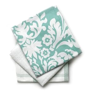 Mahogany Damask Print 20-Inch by 30-Inch Kitchen Towels, Cotton, Set of 3
