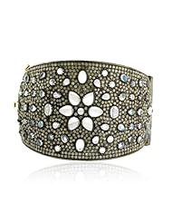 14kt Gold 12.88cts Diamond Pave 15.99cts Gemstone Designer Bangle Silver Party Fashion Jewelry