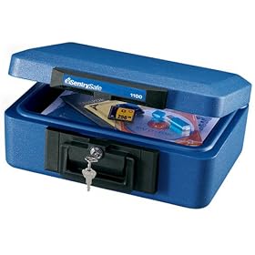 SentrySafe 1100 Blue 1/2 Hour FIRE-SAFE Chest, 0.18 Cubic Feet, Arctic Blue
