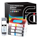 Canon CLI521, PGI520, Printing Ink - WITH CHIP - Multipack Set of 5 Canon Compatible Printer Ink Cartridges for CANON PIXMA iP3600, iP4600, iP4700, MP540, MP550, MP560, MP620, MP630, MP640, MP980, MP990, MX860, MX870 Printer Inks PGI 520BK, CLI 521Y, CLI 521M, CLI 521C, CLI 521BK,) High Capacity Inks
