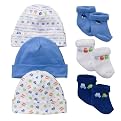 Gerber Cap and Socks 6 Piece Boy Set- Blue