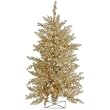 3' Pre-Lit Sparkling Champagne Artificial Tinsel Christmas Tree - Clear Lights