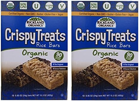 Rickland Organics Crispy Treats Rice Bars, Non Gmo, Gluten Free, Vegan: 18 Original + 18 Cocoa Fabulous