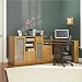 Bush Furniture Vantage Corner Home Office Computer Desk and Cabinet Set in Light Dragonwood Finish