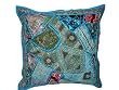 Vintage India Sari Patchwork Floor Pillow True Blue Cushion Cover 24 Inch