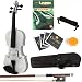 Mendini MV-White Solid Wood Metallic White Violin + Book/DVD, Hard Case, Shoulder Rest, Bow, Rosin & Strings in Size 1/4 image 1