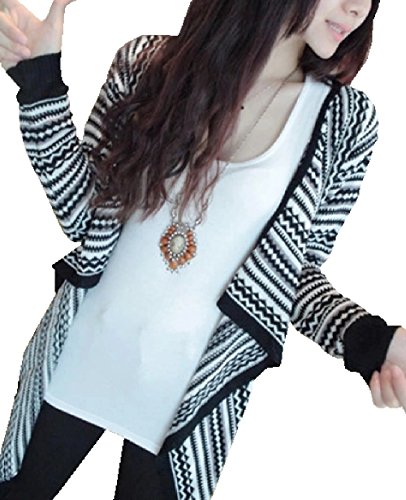 レディース カシミヤ 裏起毛 ボーダー ナチュラル エスニック 幾何学模様 ニット セーター カーディガン おしゃれ シンプル トップス 【Sweet berry】