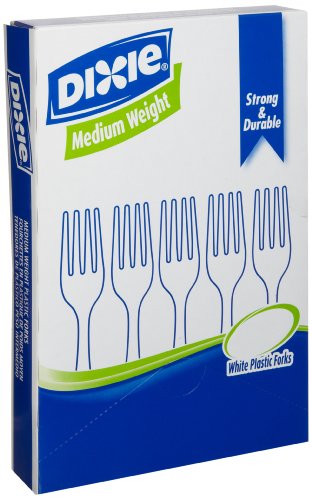 Dixie FM207 Medium Weight Polystyrene Fork, 6.31" Length, White (10 Packs of 100)